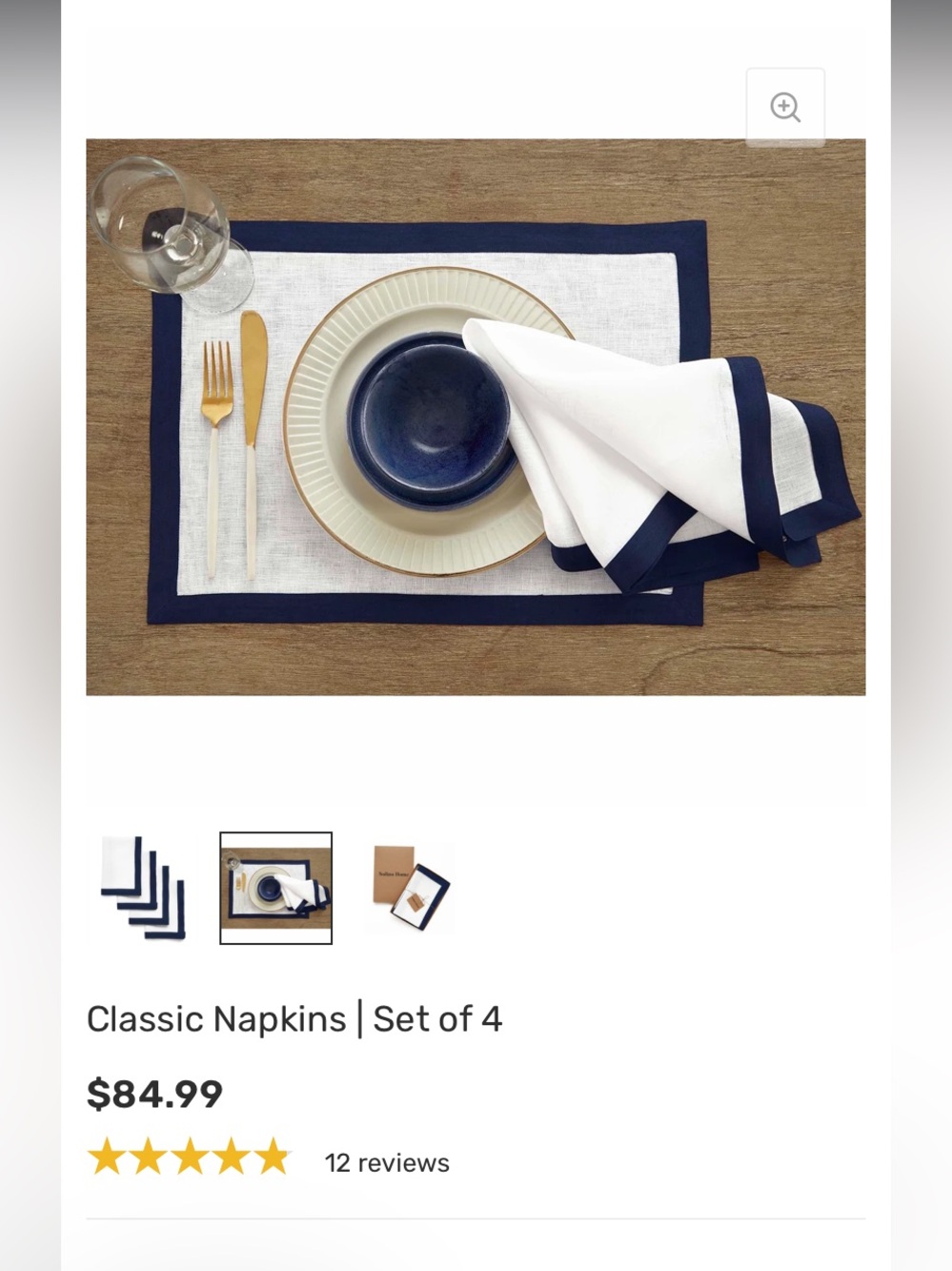Navy & Cream Linen Table Runner